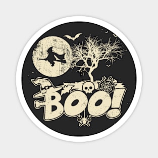 Halloween, Boo!, flying witch, full moon, black Magnet